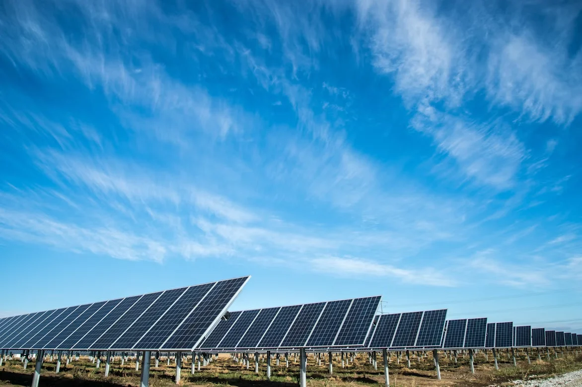 Solar energy panels installed for renewable power
